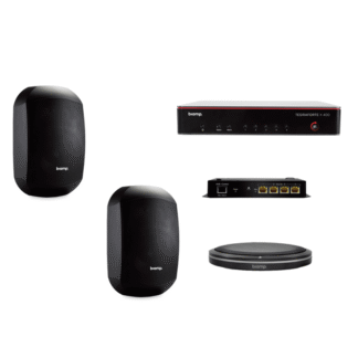 Biamp MRB-M-X400-T-MASK6C. Pack con TesiraFORTÉ X 400, Micrófono de Sobremesa y Altavoces de Superficie