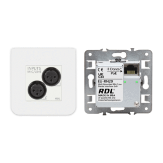 RDL EU-RN20 -  Interfaz Dante con Entrada de Micrófono/Línea para Pared