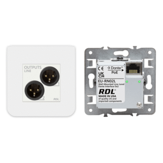 RDL EU-RN02L. Interfaz Dante de Salida de Línea Montada en Pared